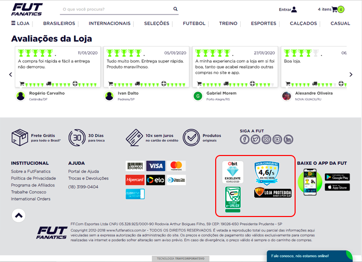 Reputación de FutFanatics